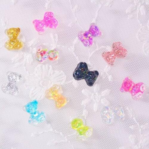 50pcs/lot 3D Nail art Decoration Cartoon Resin Bear Nails Rhinestone Accessories Crystal Glass Gem Manicure Charms HZCF18