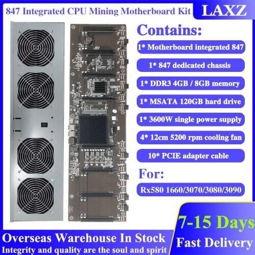 847-3090 3080 3070 BTC Motherboard Integrated INTEL847 GPU Chassis DDR3 4GB/8GB mSATA 120GB HDD 3600W 5200 RPM Cooling Fan Miner
