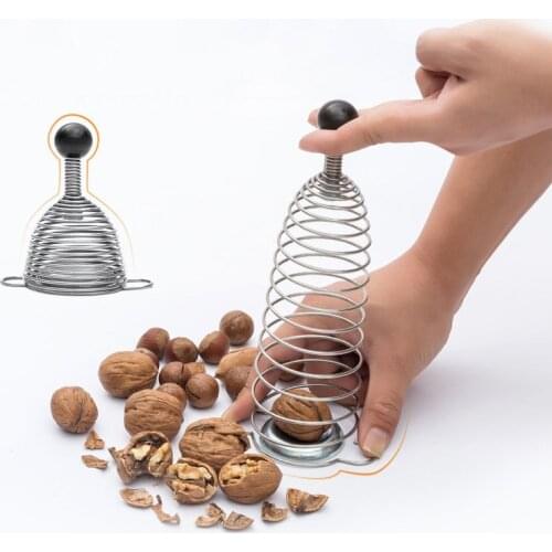 Stainless Steel Creative Nut Cracker Spring Sheller Nutcracker Macadamia Walnut Pecan Cap Opener Kitchen Accessories Gadgets New