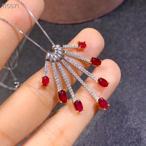 The Best Gift for Your loved wife Ruby Pendant Natural And Real Ruby Necklace 925 sterling silver Fine jewelry Ruby Pendant