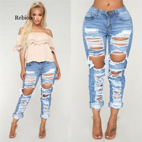 Fashion Womens Denim Jeans Casual Trendy Boyfriend Jeans Loose Long Pants Spring / Summer Womens Clothing S-2XL