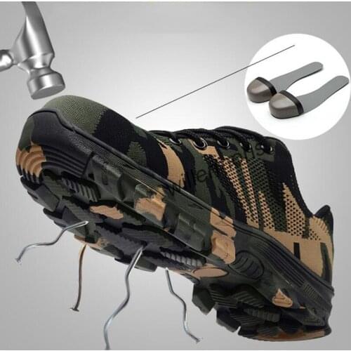 Work Boots Construction Mens Outdoor Steel Toe Cap Shoes Men Camouflage Puncture Proof High Quality Safety Shoes Plus Size 48