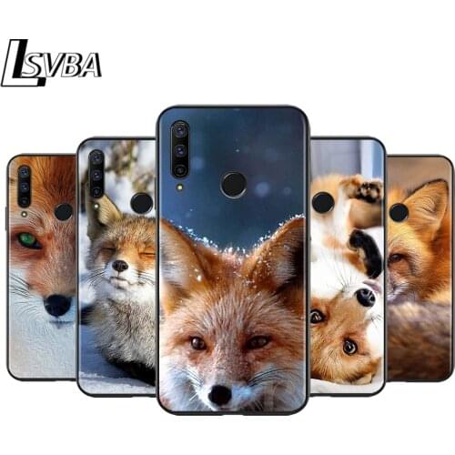 Anti-Fall Soft Black Cover Cute Snow fox For Huawei Honor 30 20 10 9X 9 Lite Pro V20 20S 9S 9A 9C 9N Phone Case