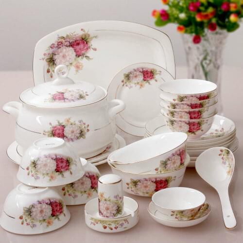 56 pieces a sets kupper bone china dinnerware set bone china fashion rich tall bowls square plate