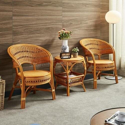 Natural rattan chair balcony outdoor table and chair three-piece combination table and chair leisure garden garden chair