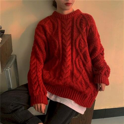 New Spring Women Sweater Red High Elastic Solid Color Knitted Pullovers Casual Female Pull Femme Tops Casacos Femininos Sweater