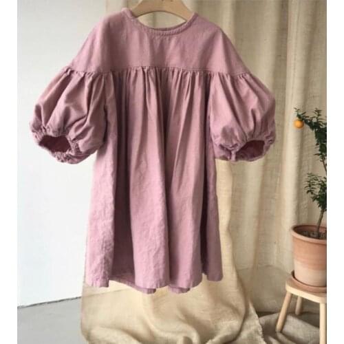 Girls Dresses For Party And Wedding Department of Girls Nine Points Lantern Sleeve Cotton Dress