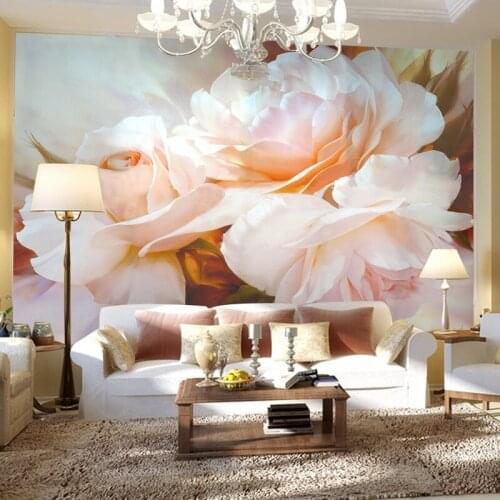 Custom 3D Room Landscape Wallpaper Classic Pink Rose Photo Wall Mural Living Room Sofa Backdrop Painting Wall Cloth Home Decor