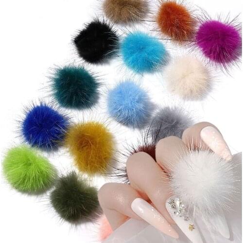 1Box Plush Pom Pom Multicolor Nail Charms POM POMS FOR NAILS Pom-pom Nails Are The Cutest Nail Art Nail Decoration Ball