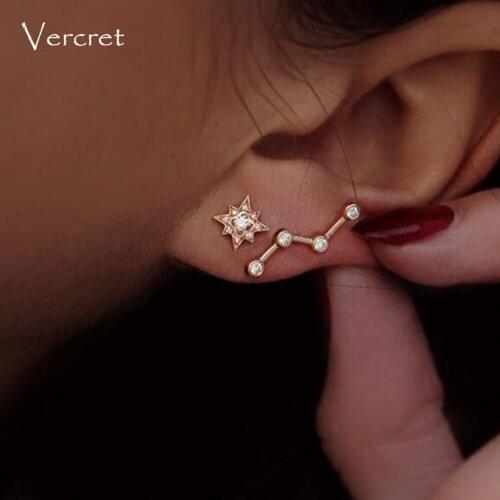 Vercret Sterling Silver Zircon Stud Earrings For Women Tiny Earring Studs For Jewelry Party Gift