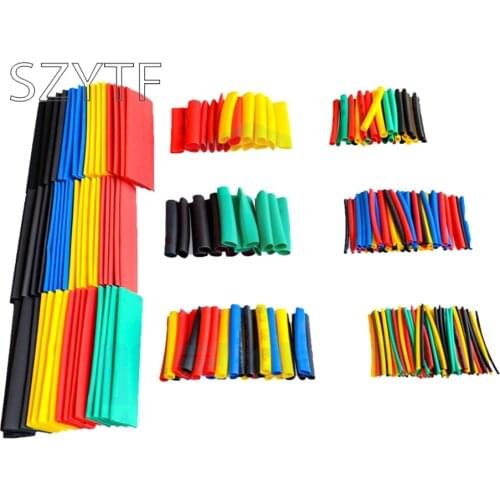 127/140/328/530Pcs Assorted Polyolefin Heat Shrink Tubing Tube Cable Sleeves Wrap Wire Set 8 Size Multicolor/Black