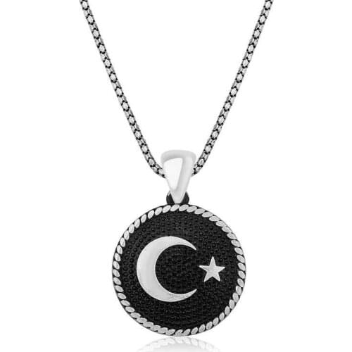 Tevuli 925 Sterling Silver Moon Star Male Necklace
