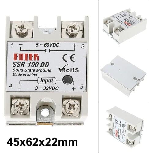 1pc Mayitr SSR-100DD Solid State Module Relay 100A 3-32V DC/5-60V DC Contactless Solid-state Relays 62*45*22mm