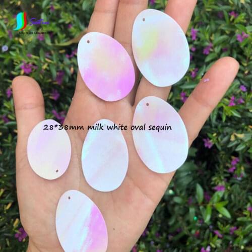 Weight 500G Girl Diy Earrings Pendant,Clothes Decoration Material 28*38M Large 1-hole Milk White Oval Sequin S0037H