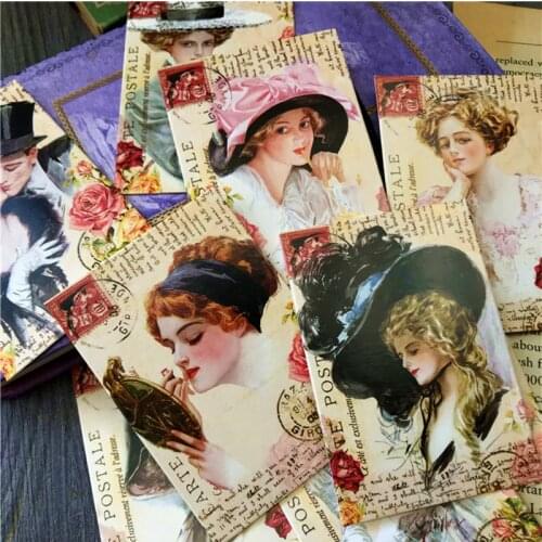 Vintage European and American Lady Material Paper DIY Scrapbook Junk Journal Base Collage TAG. Decorative Material