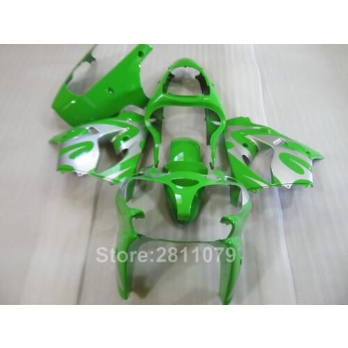 High quality plastic fairing kit for Kawasaki ninja ZX9R 2000 2001 green silver fairings set ZX9R 00 01 MK16