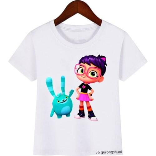 Funny kids clothes t-shirt for boys girls happy Abby and animals printed t shirt girls kawaii children clothes white t-shirt
