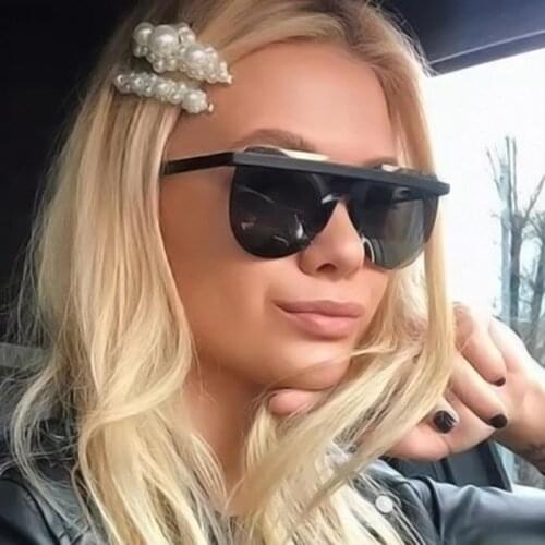 HKNA Oversized Sunglasses Women Retro Half Frame Sunglasses Gradient Mirror Sun Glasses for Women Vintage Oculos De Sol Feminino