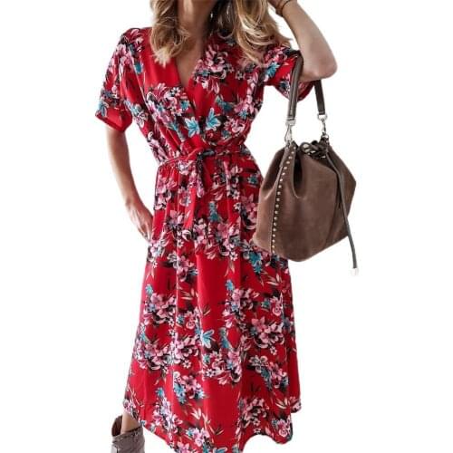 80%HOTDress V Neck Cross Collar Female Women Tight Waist Lace Up Dress for Vacation