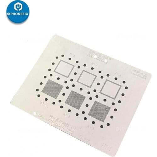 0.12MM AMAO BGA Reballing Stencil A7 A8 A9 A10 A11 A12 CPU Upper Lower Reball Solder Template for iPhone 5S 6 6S 7 8 Plus X MAX
