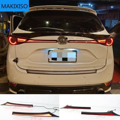 1Set Car Rear Bumper Trunk Tail Light For cx-5 cx5 2017 - 2020 LED Rear Fog Lamp Brake Light Dynamic Turn Signal Reflector