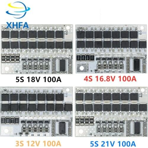 1PCS 18V/21V 100A 5S BMS LMO/LiFePO4 LiFe Battery Protection Circuit Board 4s/3s 12V/16.8V Balance Integrated Circuits