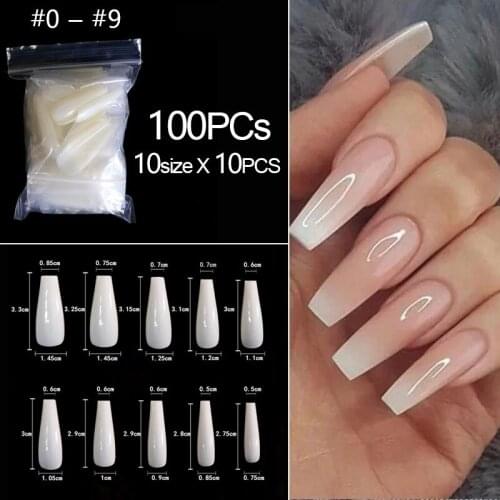 100/500Pcs/Set False Nail Art Ballerina Natural Transparent Coffin Fake Nails For Extension&Protection Manicure Pro Supplies
