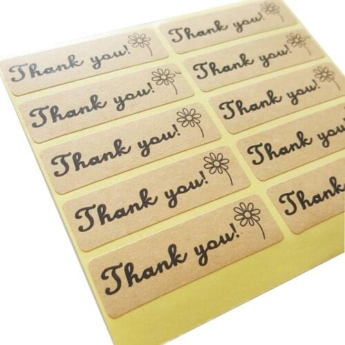 1000 Pcs/lot "Thank You" Flower Sticker For handmade products baking products sealing sticker lable Wholesale