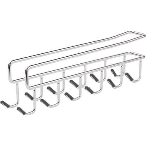 2Pcs Stainless Steel Hooks Hanger Under Shelf Wine Glass Holder Mug Cup Holder Storage Rack Hanger Cupboard Hanging Hook