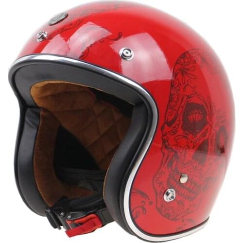 2019 New Arrival Red Skull motorcycle helmet 3/4 open face motorbike helmet for Geniune Rider safety helmet