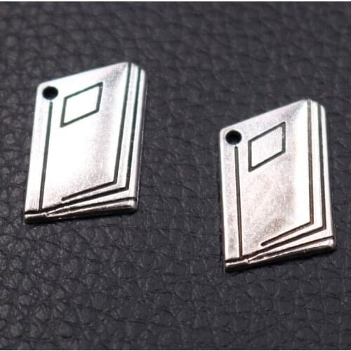 20pcs Silver Plated Notebook Retro Necklace Earrings Accessories DIY Charms For Jewelry Crafts Making 18*12mm A2343