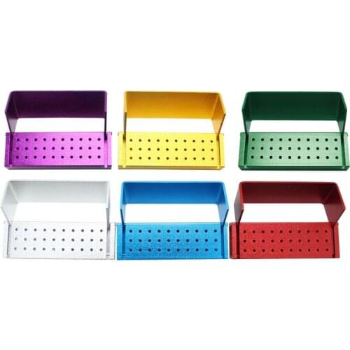 30 Holes Dental Diamond Burs Disinfection Holder Block Buffing Drill Bur Box Sand/Grind Head Drill Place/Organize Aluminum Case