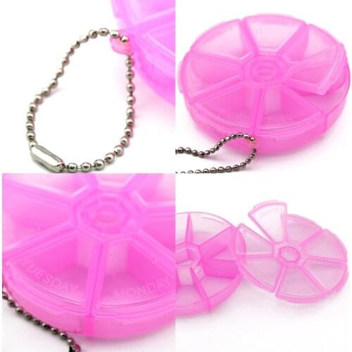 7 Grids Round Pill Box Pill Organization Travel Pill Storage Case Splitter Container 7 Day Weekly Medicine Drug Storage Boxes