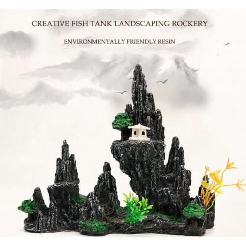 Fish Tank Landscaping Aquarium Decoration Ornaments Resin Rockery Artificial Stone Mountain Crafts