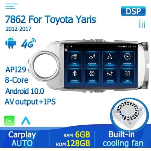 Android 10 Car Radio Player For Toyota Yaris 2012 2013 20014 2015 2016 2017 GPS Navigation DSP Carplay 4G WIFI BT 2 Din No DVD