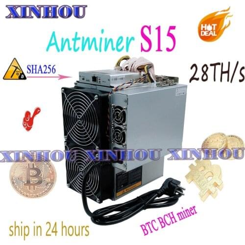 Used BITMAIN 7nm Asic AntMiner S15 28T SHA256 BTC BCH Miner With PSU Bitcoin Miner Better Than S9 T9 T17 S17 WhatsMiner M3 M20s