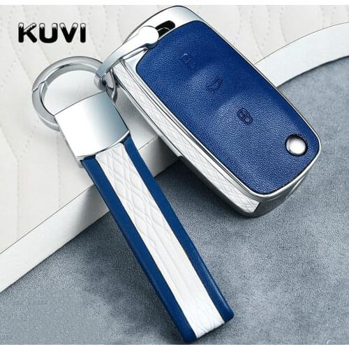 Alloy Leather Car Key Cover Case For Volkswagen VW POLO Tiguan Passat B5 B6 B7 Golf EOS Scirocco Jetta MK6 Octavia Accessories