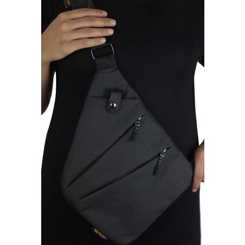 Unisex Black Fabric Waist And Crossbody Bag Chest Travel Daily Bodybag