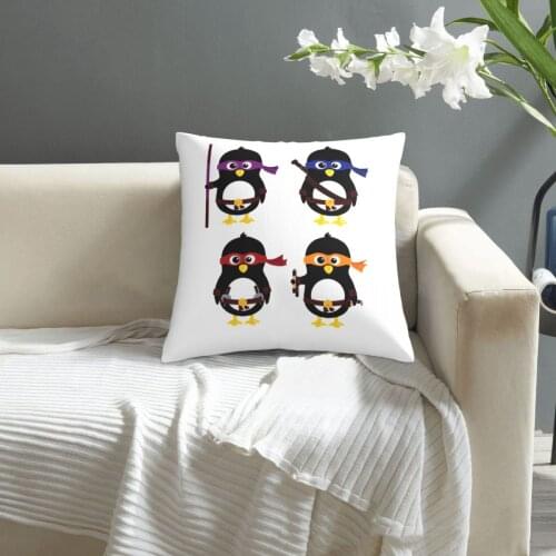 Penguins Ninjas pattern print Cushion Cover Decorative Pillowcase Chair Seat Square Car Pillow Cover Home Living Textile