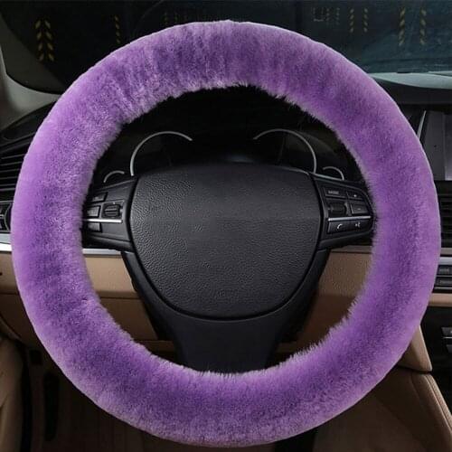 Fleece Steering Wheel Cover For Women Girls Fuzzy Winter Warm Plush Vehicle Wheel Cover Universal Fit 35cm-43cm Purple Pink Grey