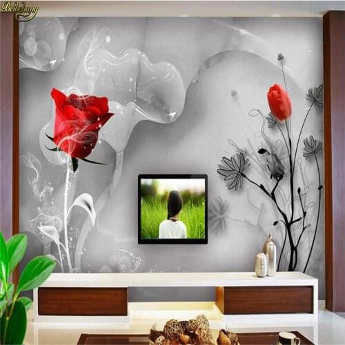 Beibehang Custom Photo Wallpaper Mural Red Rose Jade Flower TV Background Wall papel de parede wall papers home decor 3d wallpap