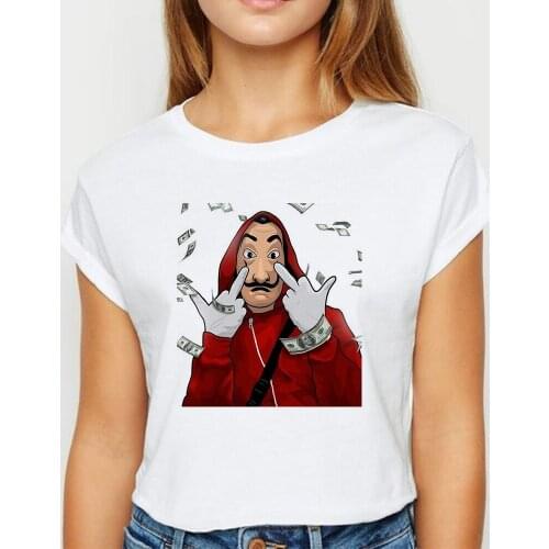 La casa de papel tshirt Popular Women Trendy Oversize Spring Summer T Shirt Harajuku Funny Spoof Printing Graphic O-Neck T-shirt