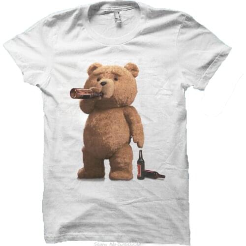 T-SHIRT TED DRINK BEER BEAR BEER MOVIE THE HAPPINESS IS HAVE MY T-SHIRT NEW MenS High Quality Custom Printed Tops Hipster Tees