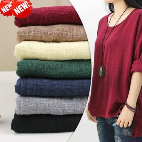 135cm*50cm Slub Cotton Cotton and Linen Fabric Solid Color Literature and Art Ethnic Clothing Dress T-shirt Summer Pucker Fabric
