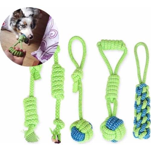 Cotton Dog Rope Toy Knot Puppy Chew Teething Toys Teeth Cleaning Pet Palying Ball For Small Medium Large Dogs Wholesale