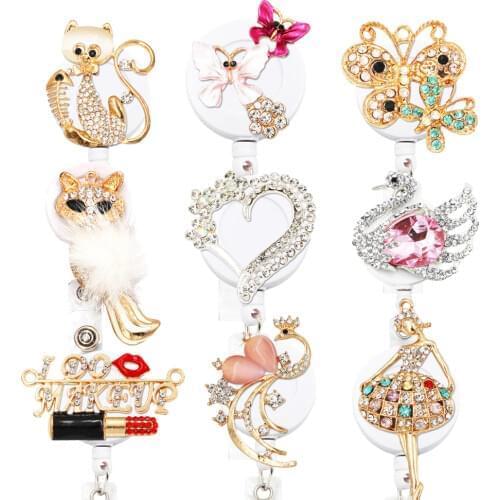Idclip Retractable Badge Holder with Alligator Clip Retractable Cord ID Badge Fox Heart Butterfly Animal Style