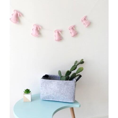 Ins Nordic Felt Rabbit Mushroom Wall Hanging Garlands String Pendant For Kids Room Decoration Ornament Pull Flower Photo Props