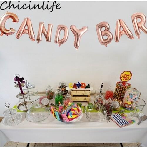 Chicinlife 8Pcs 16inch Candy Bar Foil Letter Balloons Bunting Banner Birthday Party Wedding Engagement Sweet Table Decor Supplie