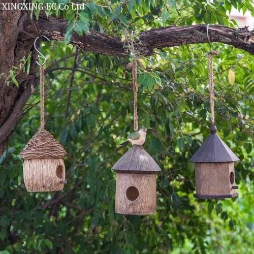 Creative Gardening Simulation Birds Nest Tree Decoration Pendant Outdoor Garden Birds Nest Triangle House Building Pendant