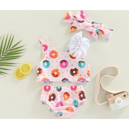 2021 New Arrival Summer Girl Swimsuit Sexy Solid Color U-Shaped Neck Bikini Top Bow Shoulder Strap Split Swimsuit + Briefs